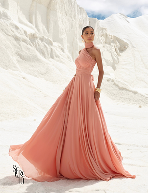 Vestido Longo Um Ombro Só com Fivela Valentina Pêssego