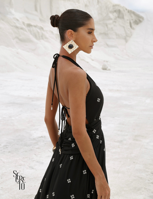 Vestido Longo Bordado Sofia Preto