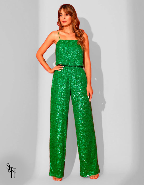 Calça Paetê Kimi Pantalona Verde