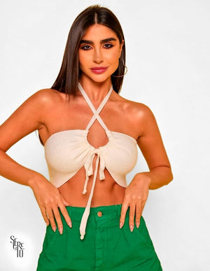 Top Frente Única Modal Off White