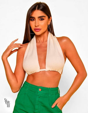 Top Frente Única Modal Off White