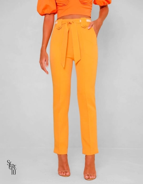 Calça Aline Alfaiataria Cinto Damasco