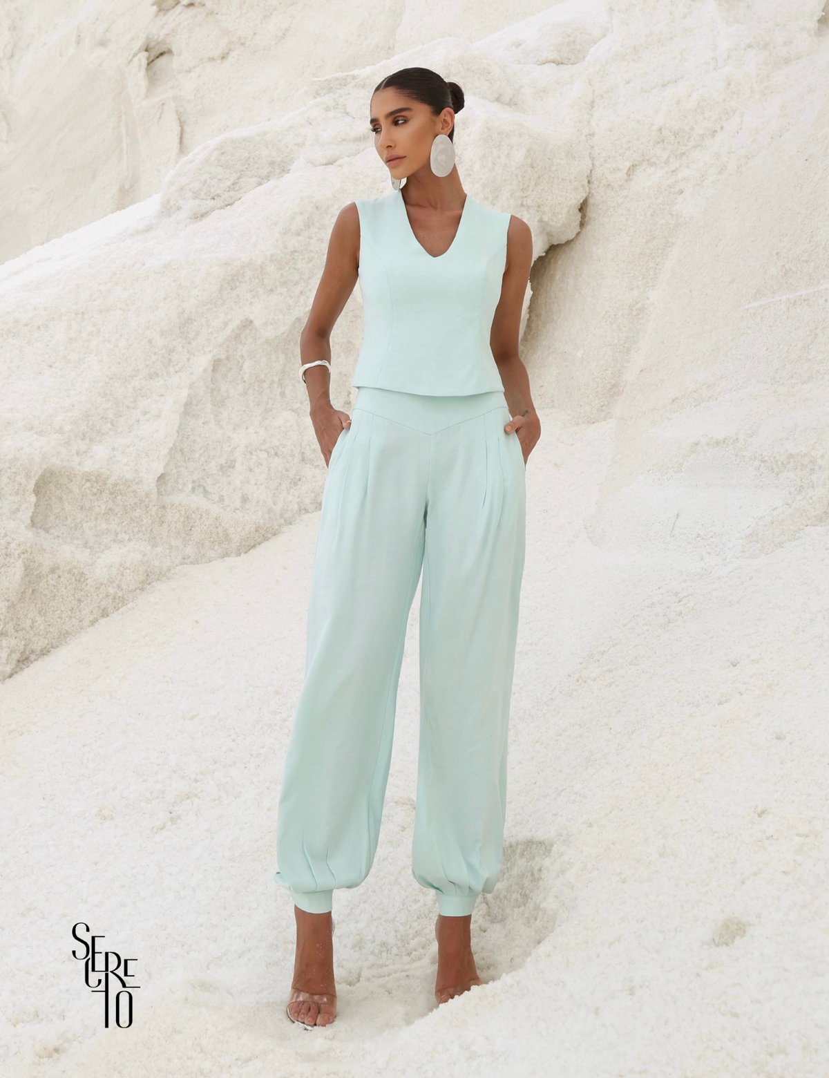 Conjunto Blusa Calça Alfaiataria Marant Juli Verde Menta