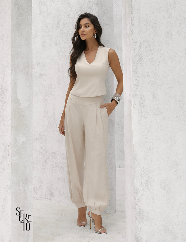 Conjunto Blusa Calça Alfaiataria Marant Juli Areia