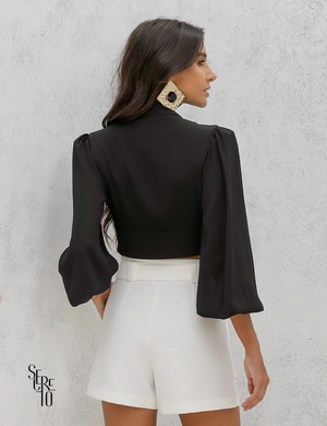 Blusa Alfaiataria Decote V Telma Preto