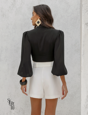 Blusa Alfaiataria Decote V Telma Preto