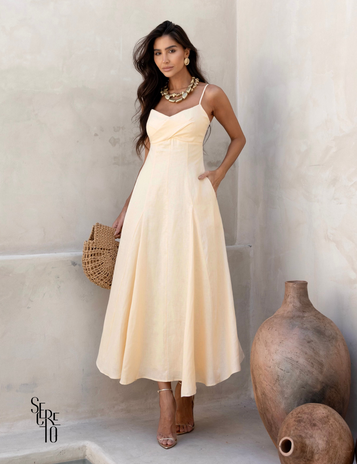 Vestido Midi Alfaiataria Nayane Camomila