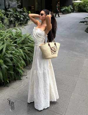 Vestido Longo Bordado Tomara que Caia Mari Off White