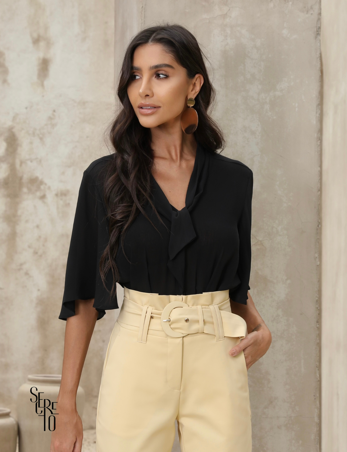 Blusa Feminina com Laço Rake Preto