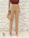 Calça Alfaiataria com Fenda Frontal Paloma Bege