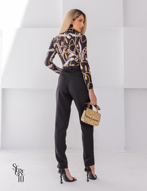 Blusa Estampada Manga Longa Marcia Preto