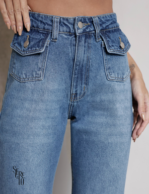 Calça Jeans Flare Barra Fio Julyane Azul