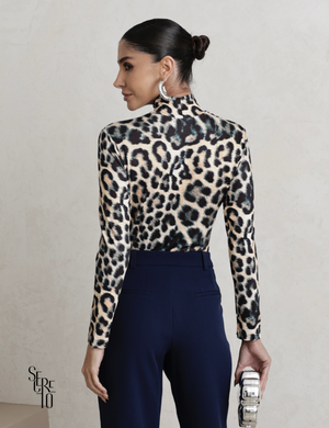 Blusa Estampada Manga Longa Marcia Azul