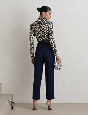 Blusa Estampada Manga Longa Marcia Azul