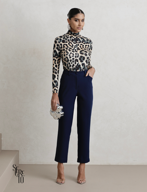 Blusa Estampada Manga Longa Marcia Azul