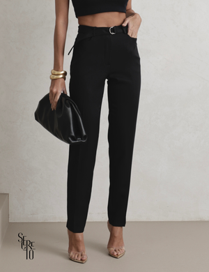 Calça Alfaiataria Feminina com Cinto Sabrina Preto