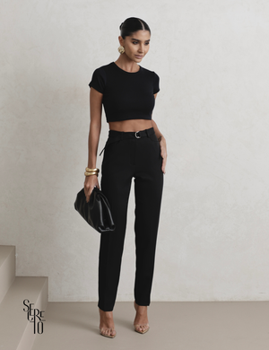 Calça Alfaiataria Feminina com Cinto Sabrina Preto