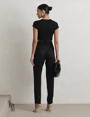 Calça Alfaiataria Feminina com Cinto Sabrina Preto