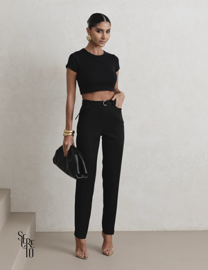 Calça Alfaiataria Feminina com Cinto Sabrina Preto