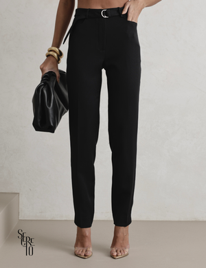 Calça Alfaiataria Feminina com Cinto Sabrina Preto