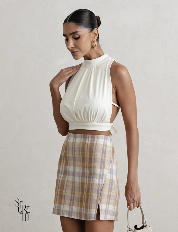 Blusa Gola Alta Costas Abertas Juli Off White