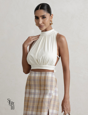 Blusa Gola Alta Costas Abertas Juli Off White