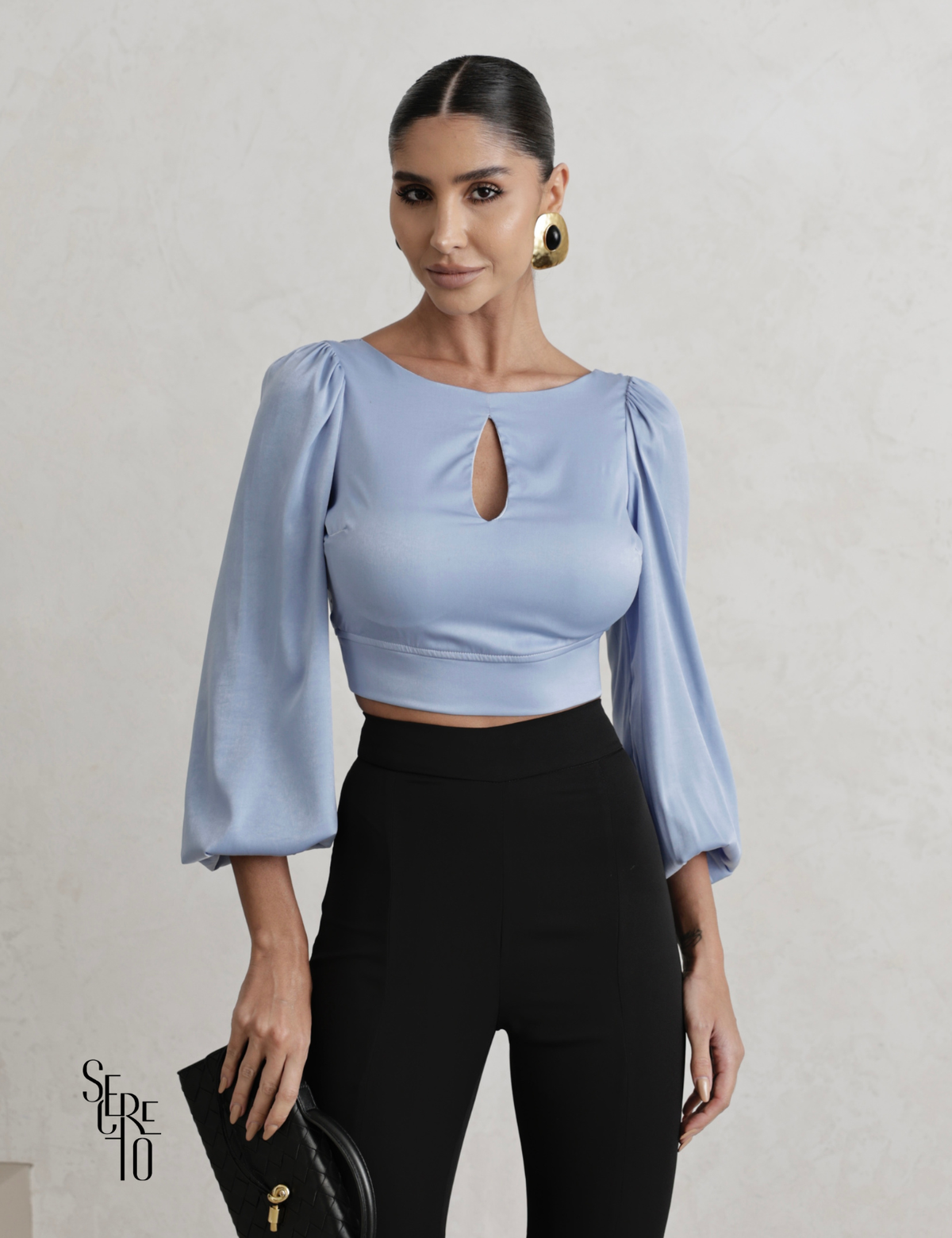 Cropped Costas Abertas Jeni Azul Claro