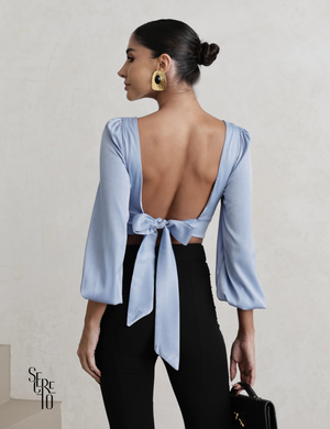 Cropped Costas Abertas Jeni Azul Claro