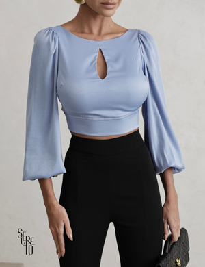 Cropped Costas Abertas Jeni Azul Claro