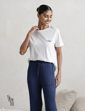 Conjunto Pijama Blusa e Calça Patty Azul Marinho