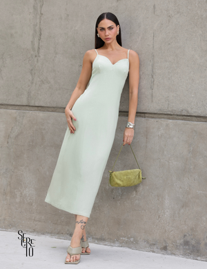 Vestido Midi de Linho Camila Verde Menta