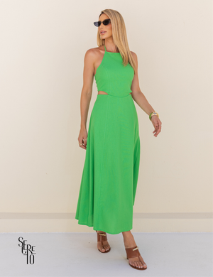 Vestido Longo de Linho Anne Verde Lima