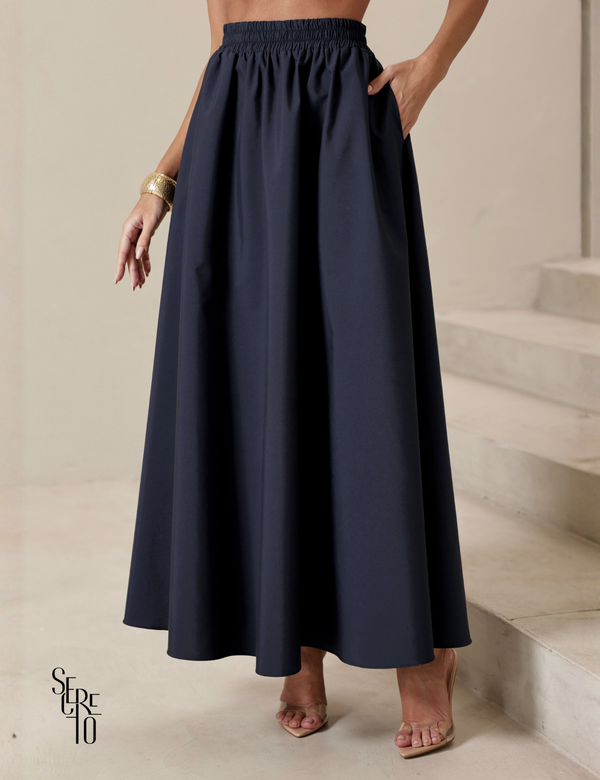 Saia Evasê Gabi Azul Marinho