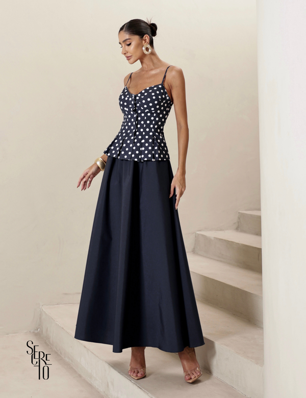 Saia Evasê Gabi Azul Marinho