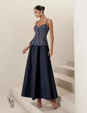 Saia Evasê Gabi Azul Marinho