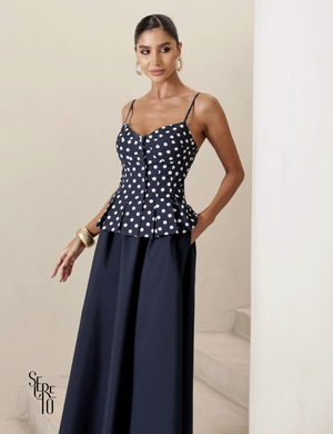 Saia Evasê Gabi Azul Marinho