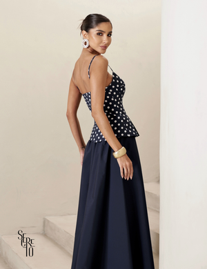 Saia Evasê Gabi Azul Marinho