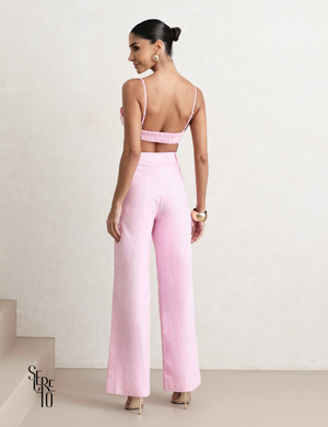 Trijunto de Linho Tamires Rosa Claro