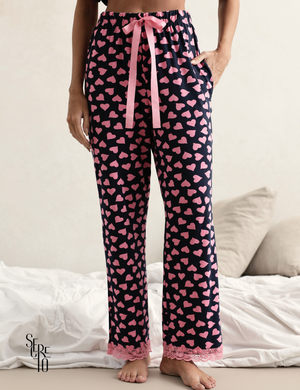 Conjunto Pijama Feminino Blusa e Calça Sofia Azul Marinho