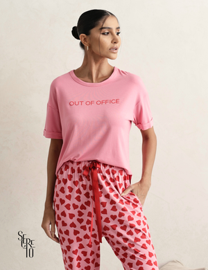 Conjunto Pijama Feminino Blusa e Calça Sofia Rosa