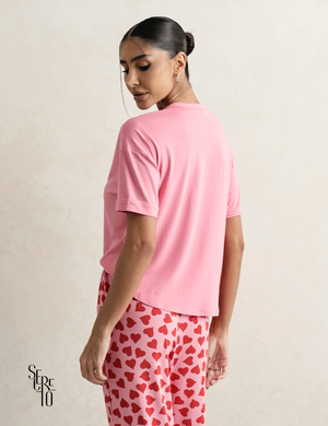 Conjunto Pijama Feminino Blusa e Calça Sofia Rosa