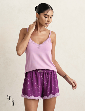 Conjunto Pijama Feminino Regata e Short Lina Roxo