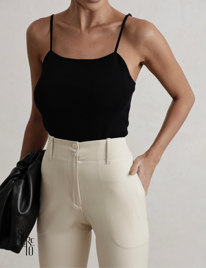 Calça Alfaiataria Dois Botões Semy Bege