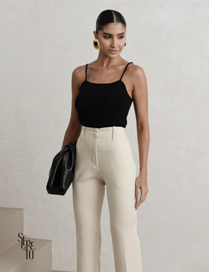 Calça Alfaiataria Dois Botões Semy Bege