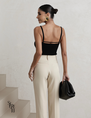 Calça Alfaiataria Dois Botões Semy Bege