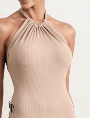 Vestido Curto Frente Única Lindsey Capuccino