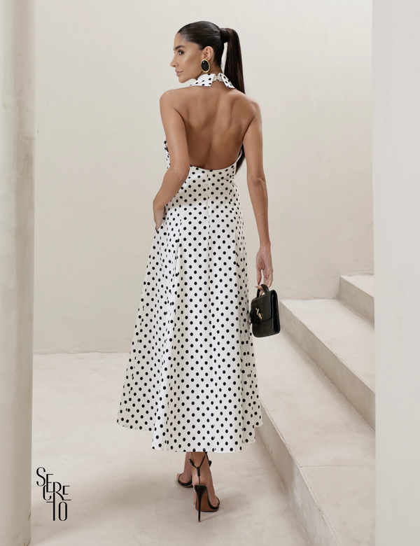 Vestido Midi Gola e Costas Aberta Laura Off White