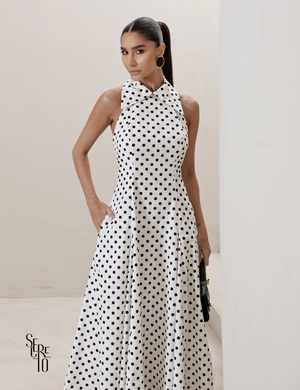 Vestido Midi Gola e Costas Aberta Laura Off White