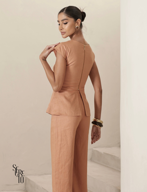 Conjunto Blusa e Calça Bicolor Lilla Camel