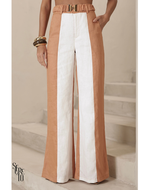 Conjunto Blusa e Calça Bicolor Lilla Camel